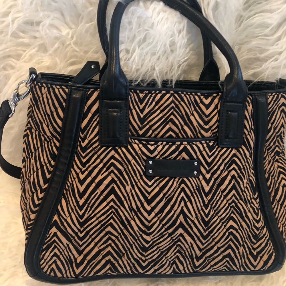 Elegant Vera Bradley convertible satchel, quilted with trim and feet